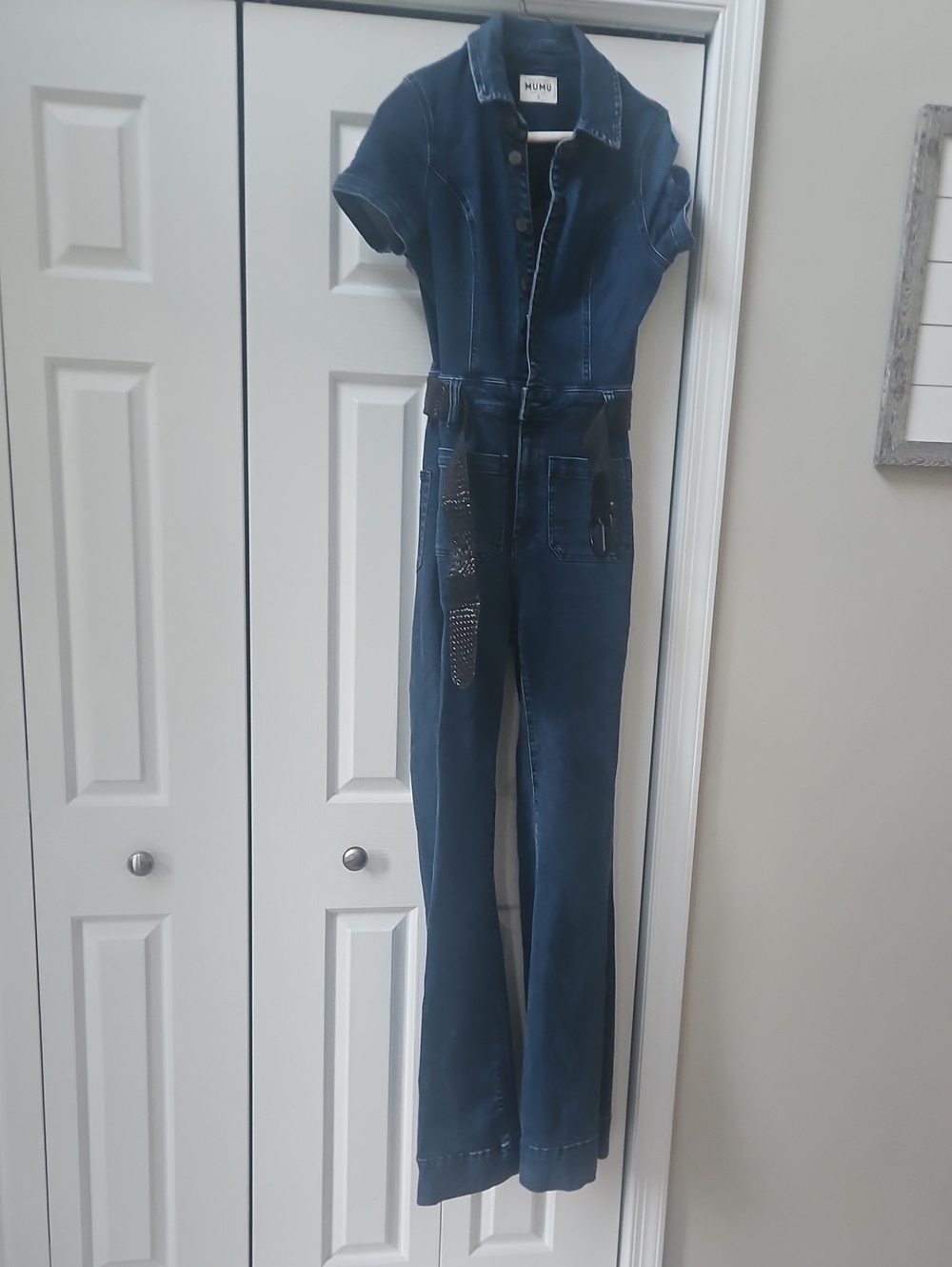 Miu Miu Dark Blue Denim Jumpsuit - Women's Jeans Jumpsuit